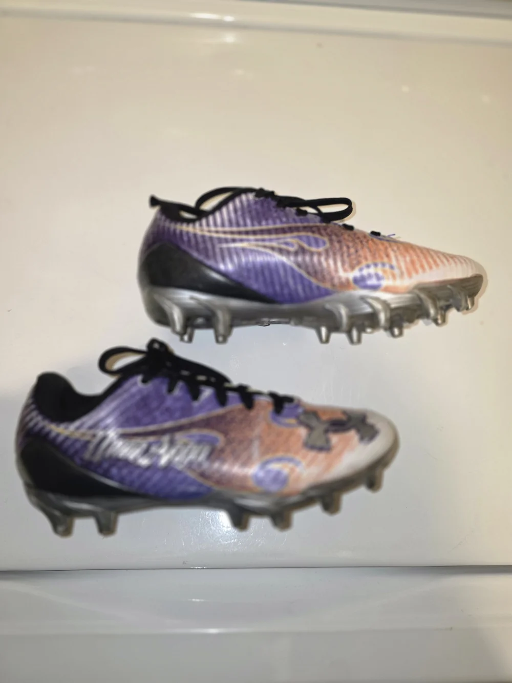 Under Armour Justin Jefferson Blur Kids' Purple & Orange Athletic Cleats